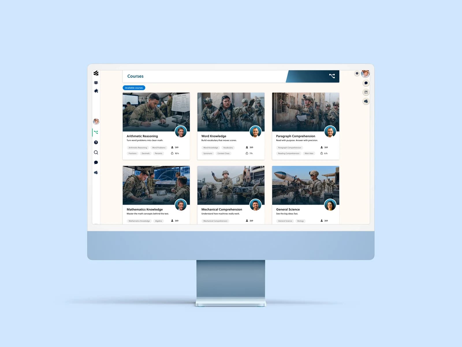 White-label learning community example in a blue brand theme