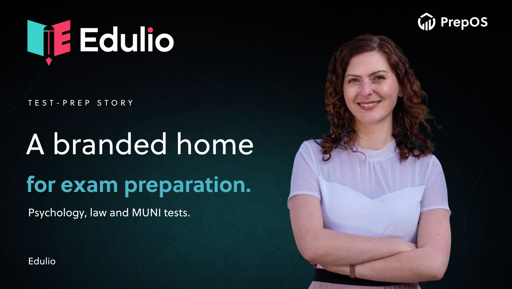 Edulio: A branded home for exam preparation, with a customer portrait.